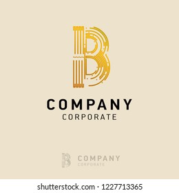 B company logo design with visiting card vector