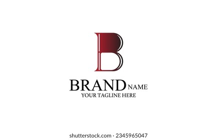 B creative brand minimal RED BLACK gradient color company logo design 