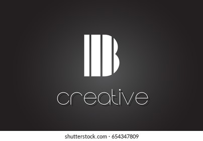 B Creative Letter Logo Design With White and Black Lines.