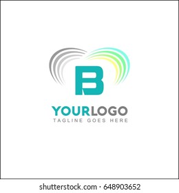 B Creative Logo. Abstract colorful vector illustration circle on a white background. Rainbow line icon.