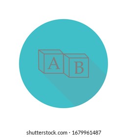 Icono de sombra larga de un cubo b. Glifo simple, vector plano de iconos web para ui y ux, sitio web o aplicación móvil