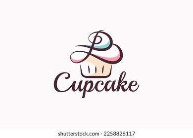 B cupcake logo with a combination of stylist cupcake and letter B for any business, especially for bakeries, cakeries, cafe, etc.