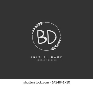 B D BD Beauty vector initial logo, handwriting logo of initial wedding, fashion, jewerly, heraldic, boutique, floral and botanical with creative template for any company or business.