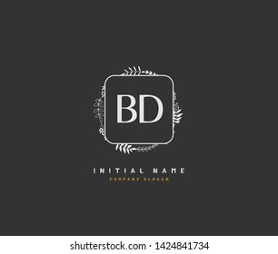B D BD Beauty vector initial logo, handwriting logo of initial wedding, fashion, jewerly, heraldic, boutique, floral and botanical with creative template for any company or business.
