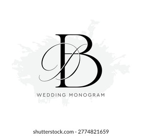 B D BD initial letter handwriting wedding monogram logo