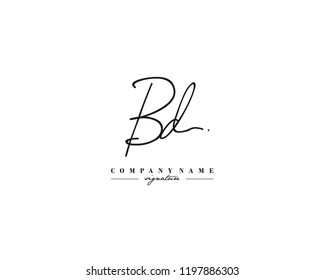 B D BD Signature initial logo template vector