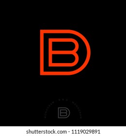 B and D combined letters. Linear style. Monochrome option.