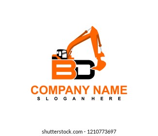 B D excavator Initial logo template vector