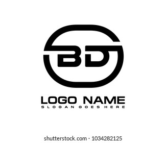 B D Initial circle logo template vector