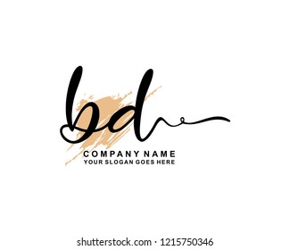 B D Initial Handwriting Logo Template