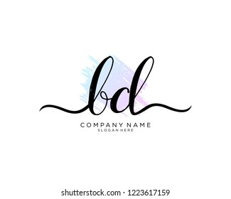 B D Initial handwriting logo vector