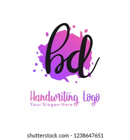 B D Initial handwriting logo vector