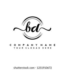 B D Initial handwriting logo vector