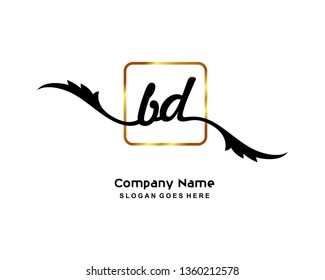B D Initial Handwriting Logo Template