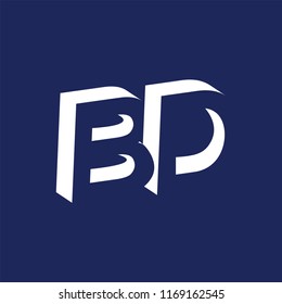 B D initial letter with negative space logo icon vector template