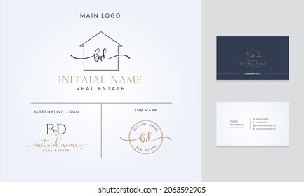 B D initial Real Estate, Realtor,  Building, and Construction Logo. Branding Vector Design Template