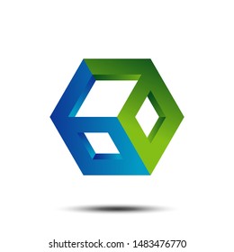 B D Letter Hexagon Box Icon Vector Logo Template