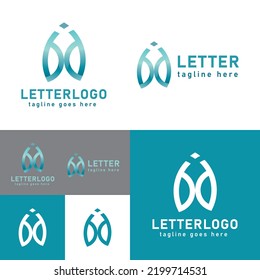 B And D letter Logo. Minimal Vector Logo Design.Black and White.Gradient Color.