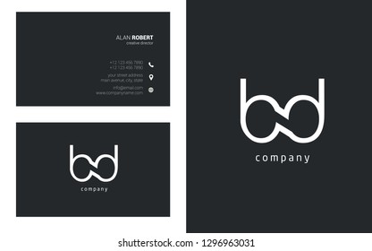 B & D Line joint logo design vector with business card template