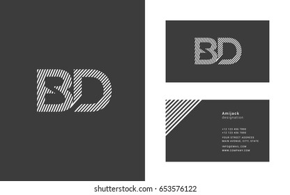 B D line logo joint letter design with Business card template