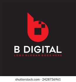 B digital red logo vector image