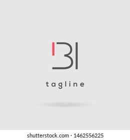 B I double letter logo design vector template