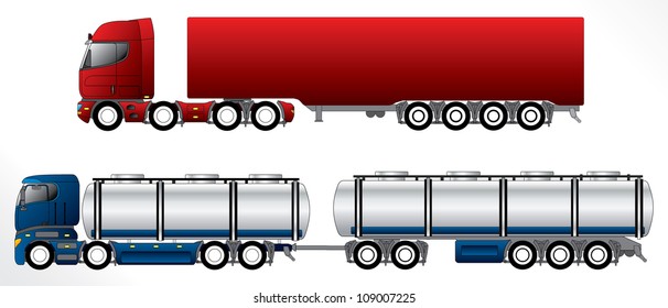 B double road trains with 4 axles on pulling truck