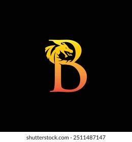 B dragon logo icon design 