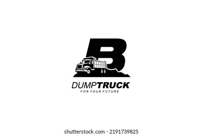 B Dump LKW Logo Vektor für Bauunternehmen. Schwere Geräte Vorlage Vektorgrafik für Ihre Marke.