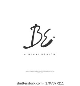 B E BE Initial handwriting or handwritten logo for identity. Logo with signature and hand drawn style.