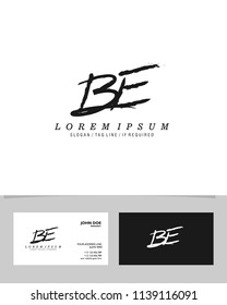 B E Initial brush logo vector template