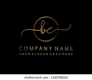 B E Initial handwriting logo vector