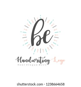 B E Initial handwriting logo vector