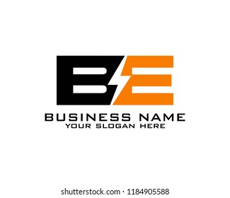 B E Initial Logo Concept With Electric Template Vector