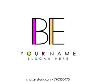 B & E initial minimalist logo template vector