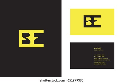 B E joint letter logo with business card template