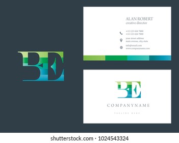 B & E joint logo multi color letter logo vector design with business card  template