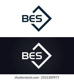 B E S design. Carta BES branca. Design do logotipo da letra BES, B E S. Logotipo da letra B E S 