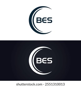 B E S design. Carta BES branca. Design do logotipo da letra BES, B E S. Logotipo da letra B E S 