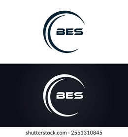 B E S design. Carta BES branca. Design do logotipo da letra BES, B E S. Logotipo da letra B E S 