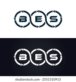 B E S design. Carta BES branca. Design do logotipo da letra BES, B E S. Logotipo da letra B E S 