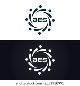 B E S design. Carta BES branca. Design do logotipo da letra BES, B E S. Logotipo da letra B E S 