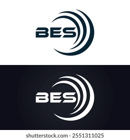 B E S design. Carta BES branca. Design do logotipo da letra BES, B E S. Logotipo da letra B E S 