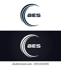 B E S design. Carta BES branca. Design do logotipo da letra BES, B E S. Logotipo da letra B E S 