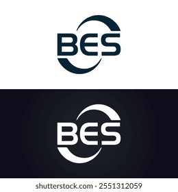 B E S design. Carta BES branca. Design do logotipo da letra BES, B E S. Logotipo da letra B E S 