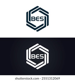 B E S design. Carta BES branca. Design do logotipo da letra BES, B E S. Logotipo da letra B E S 