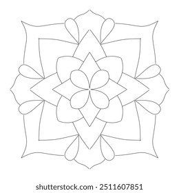 B	
	
easy mandala design with clean lines for coloring book, mandala design for adults coloring book,tattoo and creative mandala art.
