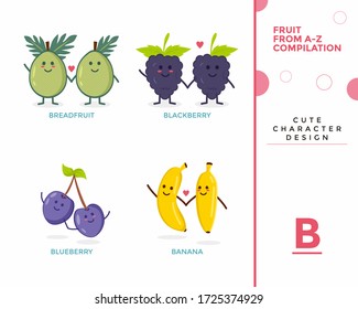 B Edition of Fruit fun compilation from A-Z (mascot character style) design vector illustration