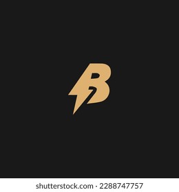 B Diseño de vectores monograma con logotipo de letras eléctricas. Ilustración de vectores de letras de metal de oro B creativa.
