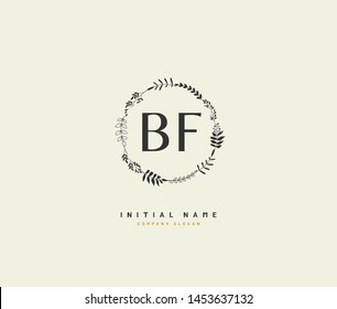 B F BF Beauty vector initial logo, handwriting logo of initial signature, wedding, fashion, jewerly, boutique, floral and botanical with creative template for any company or business.